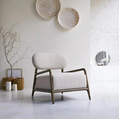 Stylish Modern White Linen Oak Frame Living Room Accent Occasional Chair