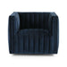 Luxurious Blue Velvet Swivel Club Chair: Modern Channel Tufted Home & Hotel Seating