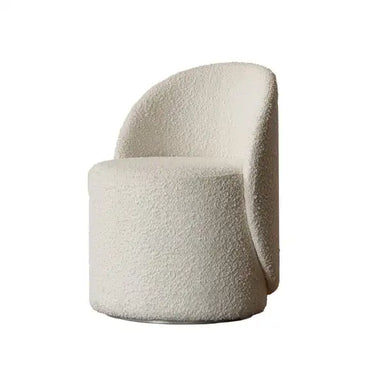 Chic Nordic Boucle Swivel Vanity Stool, White Low-Back Accent Chair