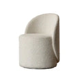 Elegant White Boucle Swivel Accent Chair - Modern Living Room Vanity Stool