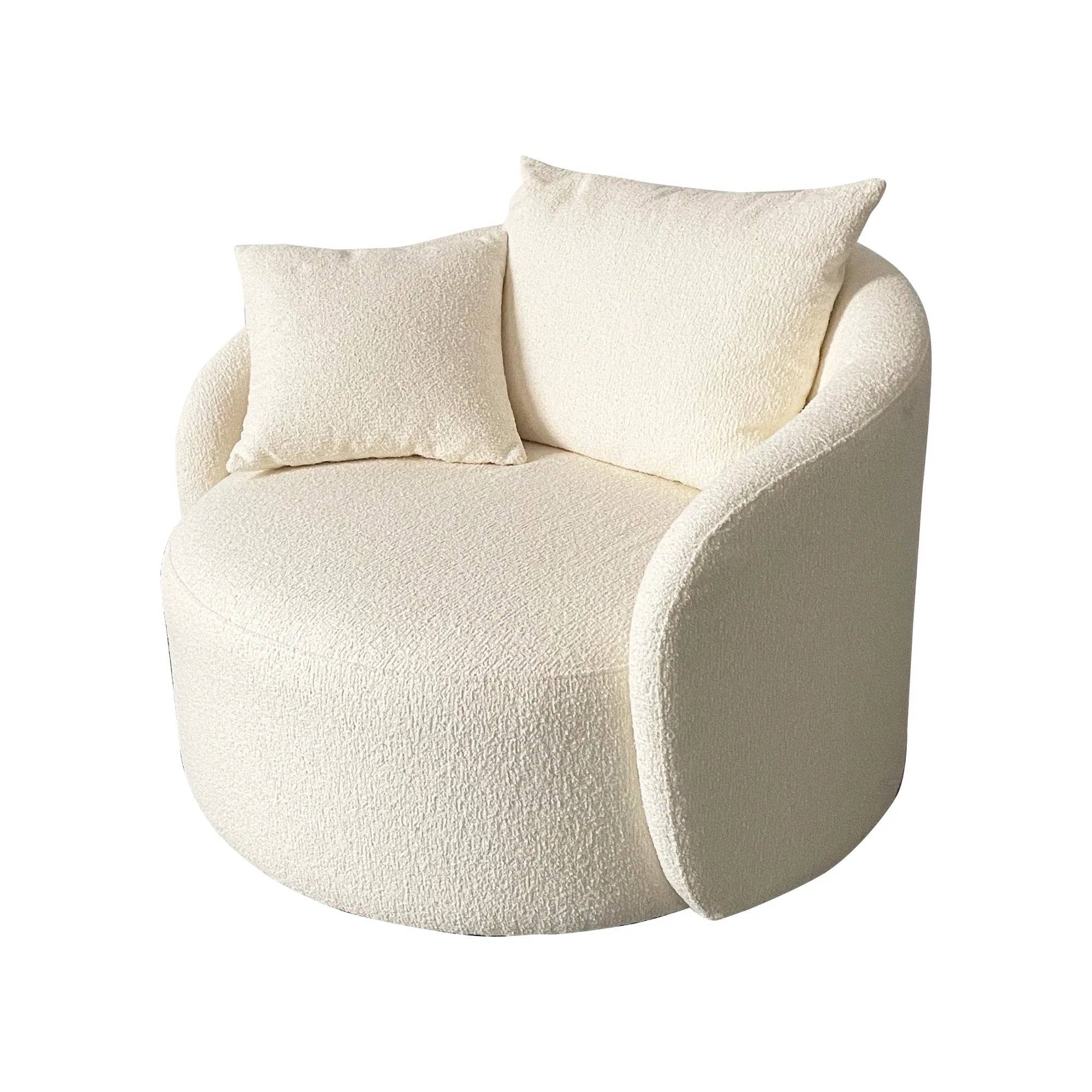 Modern White Boucle Swivel Lounge Chair for Living Room Chic Comfort