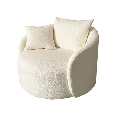 Modern White Boucle Swivel Lounge Chair for Living Room Chic Comfort