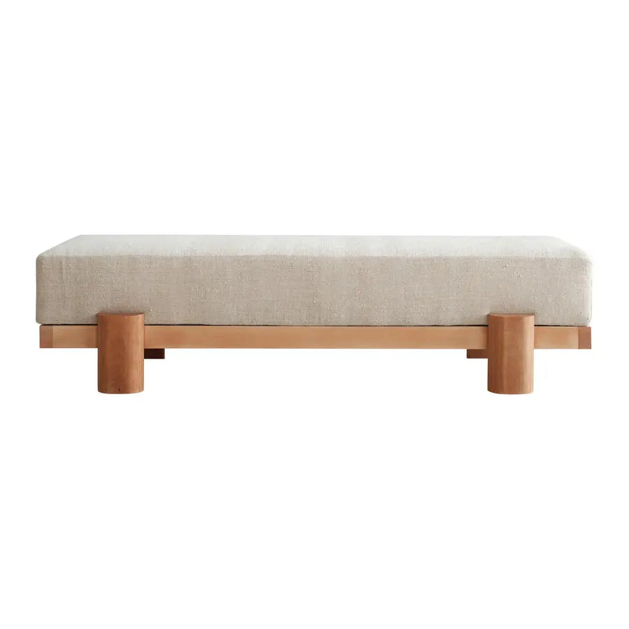 Handmade Beech Solid Wood Velvet Ottoman Bench for Entryway and Living Room