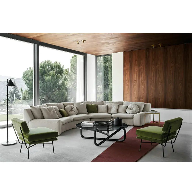 Modern Curved White Leather Sectional Sofa - Luxury Living Room Couch