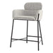 Modern Boucle Velvet Upholstered High Bar Stool with Armrest - Counter Height Chair