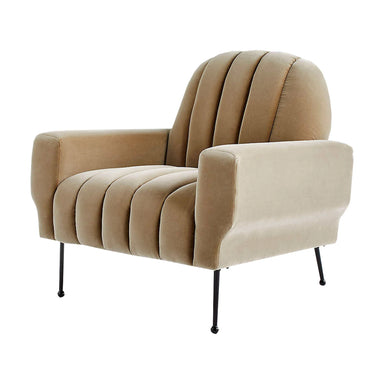 Elegant Channel Tufted Velvet Accent Chair, Modern Nordic Design Lounge Seating