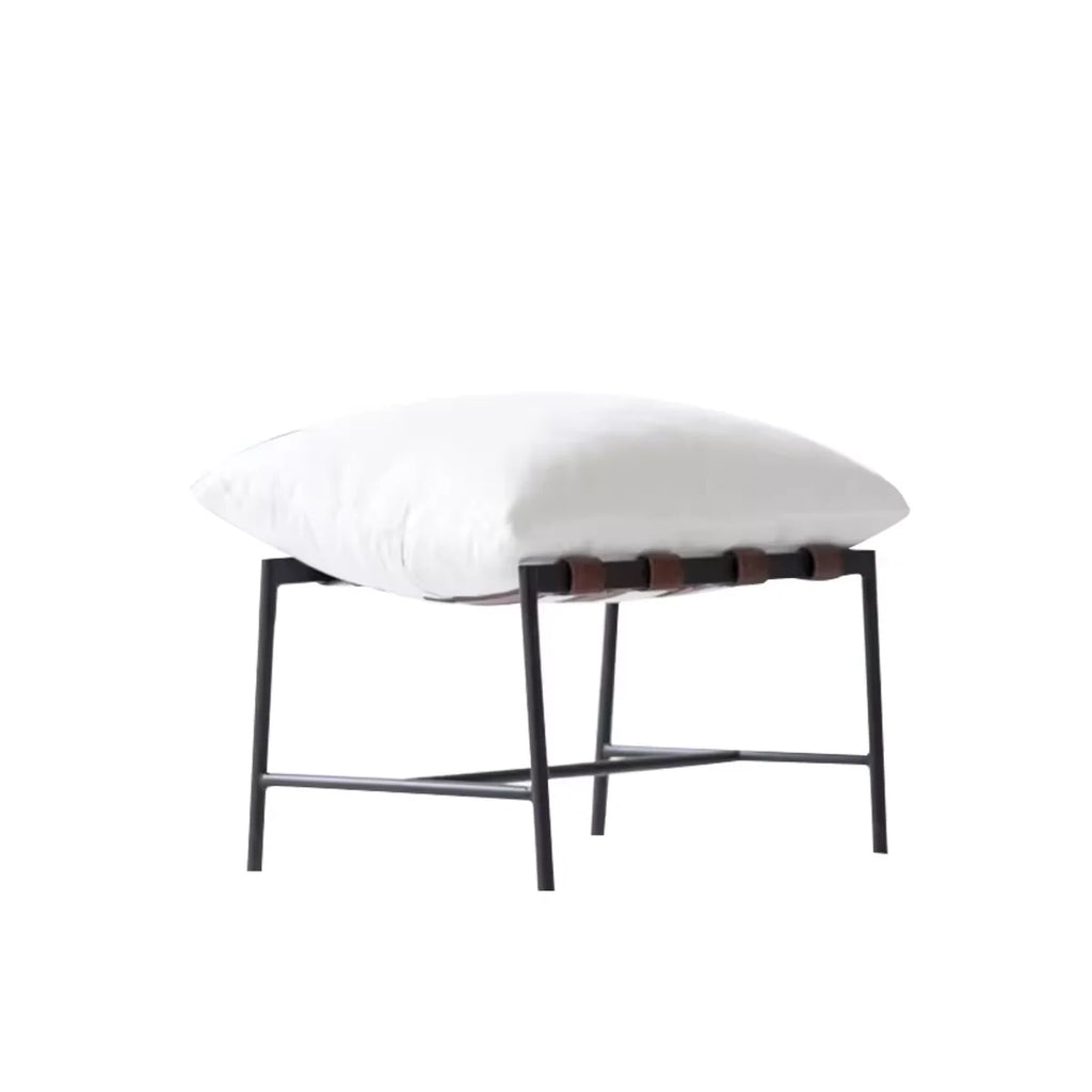 Modern Scandinavian Steel Fabric Lounge Chair with White Cushion Ottoman for Living Room