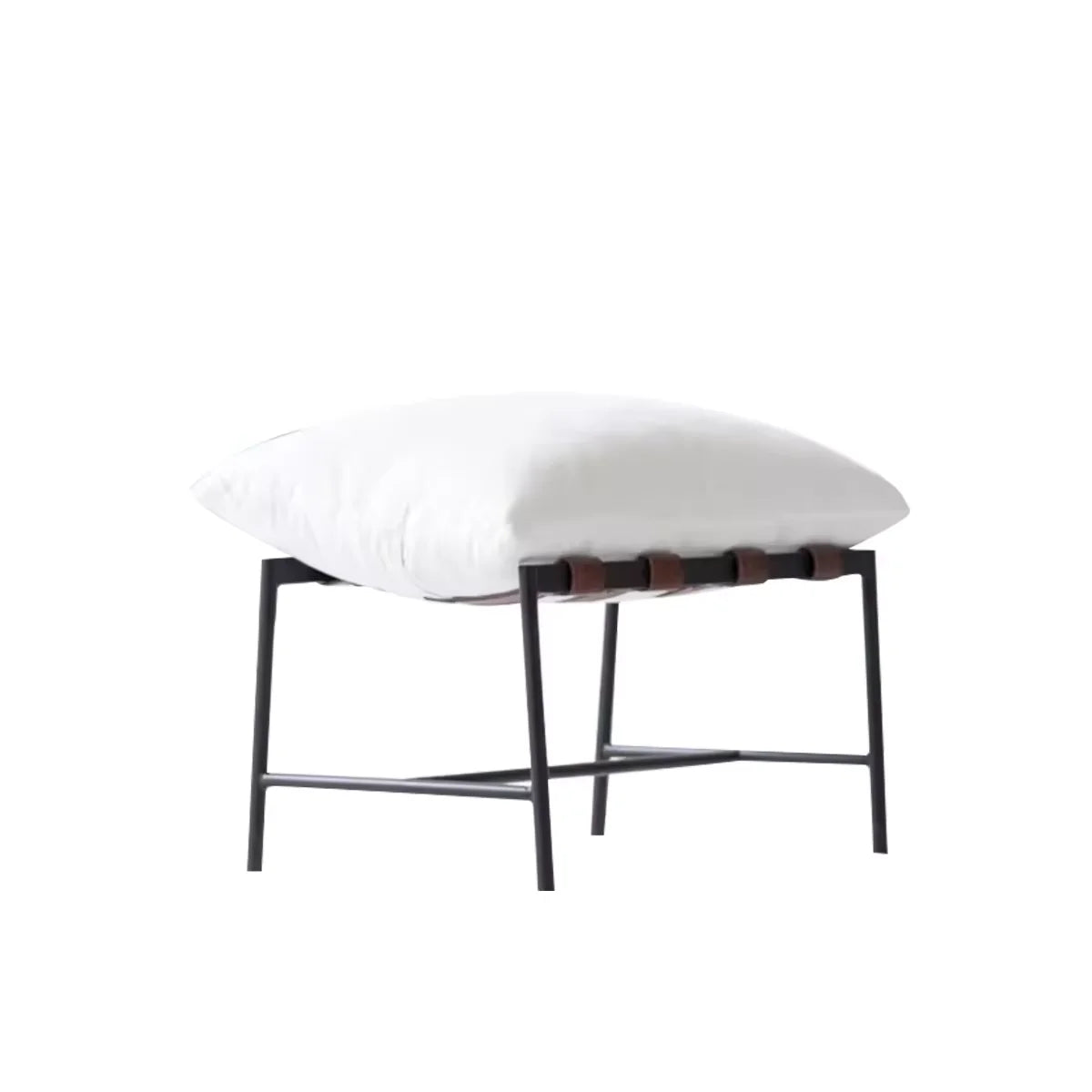 Modern Scandinavian Steel Fabric Lounge Chair with White Cushion Ottoman for Living Room
