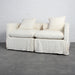 Elegant Modern White Slipcover Three-Seat Sofa Couch Set for Living Room