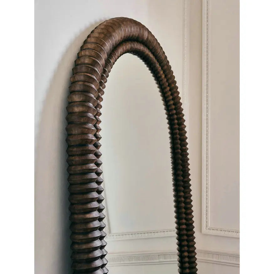 Elegant Arch Full Length Floor Mirror, Solid Wood Frame, Adjustable Stand