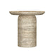 Elegant Carved Round Travertine Marble Accent Sofa Side Table