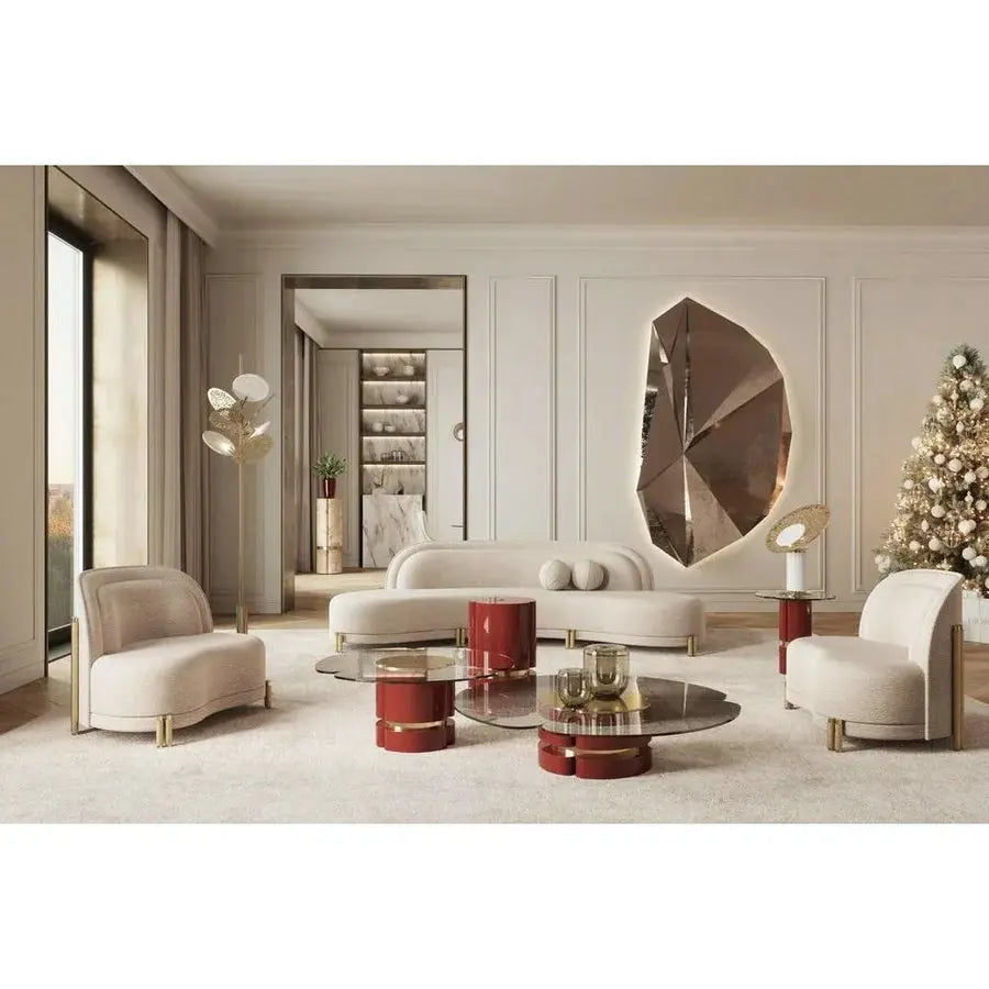 Elegant Modern Round Gold Glass Living Room Decor Coffee Table