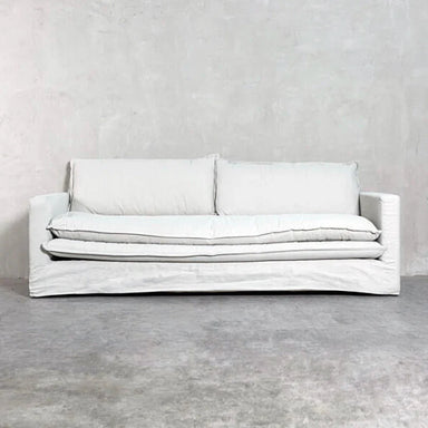 Modern Chile Style White Linen Slipcover Sofa Couch for Living Room Comfort