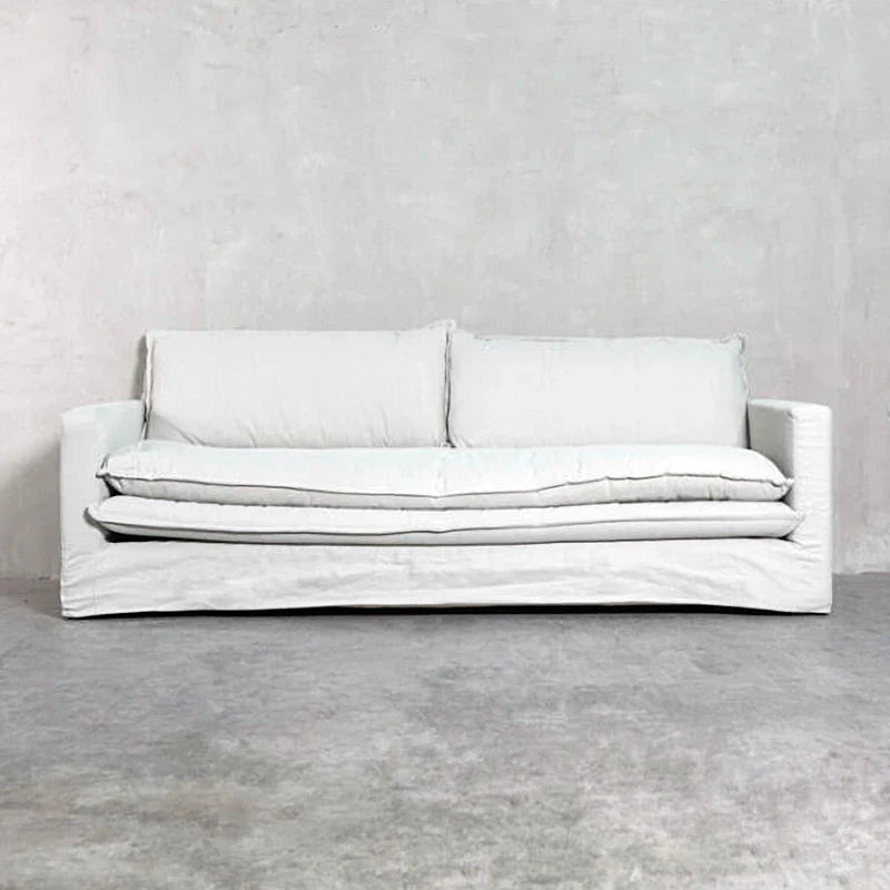 Modern Chile Style White Linen Slipcover Sofa Couch for Living Room Comfort