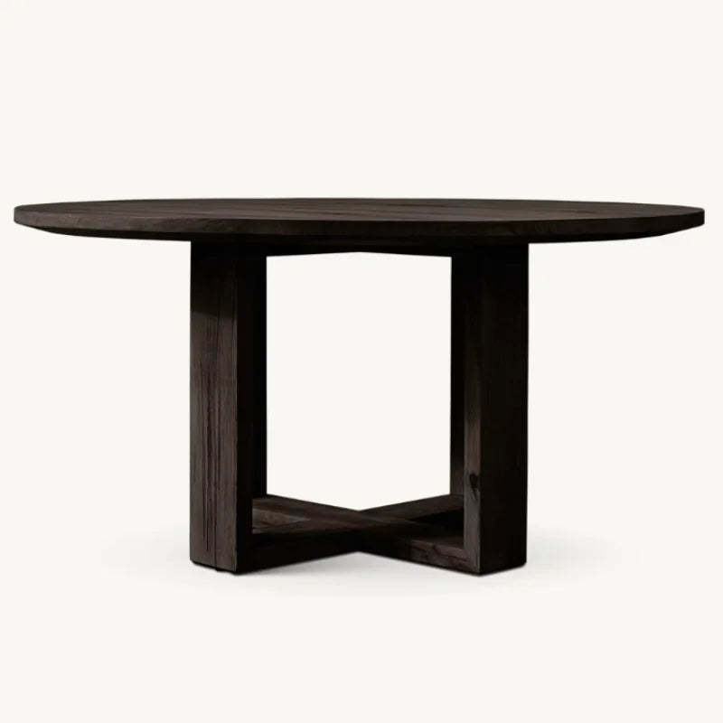 American Vintage Solid Wood Round Dining Table for Villa & Club Settings