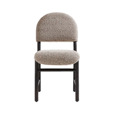 Luxurious Black Oak Gray Boucle Upholstered Modern Dining Side Chair