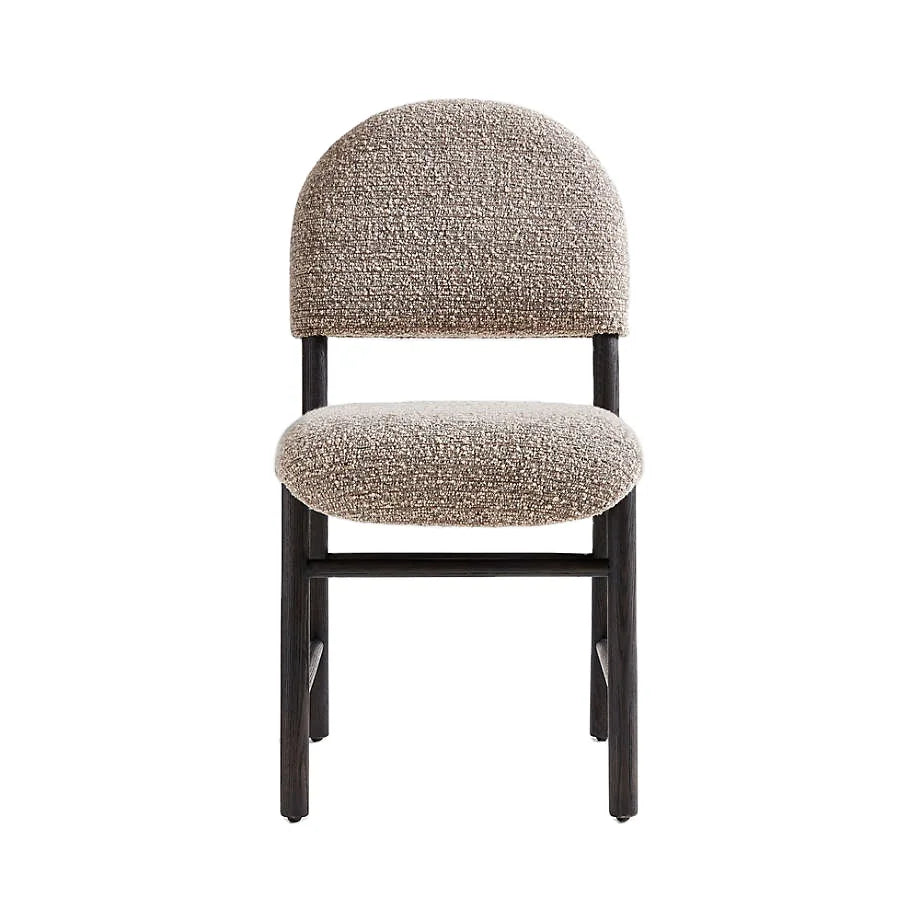 Luxurious Black Oak Gray Boucle Upholstered Modern Dining Side Chair