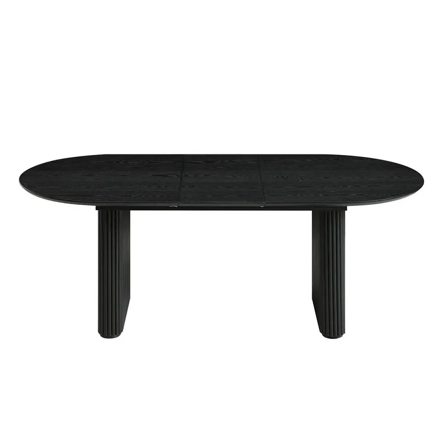 Extendable Solid Oak Wood Japandi Oval Dining Table for 6-8 Seaters