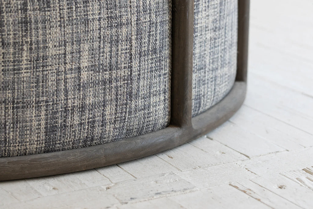 Cozy Nordic Round Accent Chair - Modern Fabric Oak Single Sofa