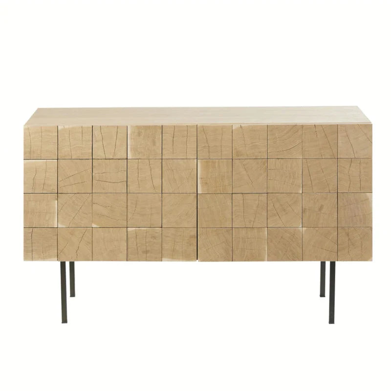 Modern Modular Oak Wood Media Cabinet Sideboard for Living Room Storage