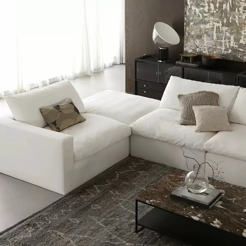Luxurious Modular Cloud Sectional Sofa Set - White Nordic Modern Living Room Couch
