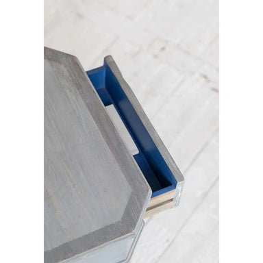 Chic French Vintage Recycled Pine Wood Nightstand with Drawer - Antique Blue Finish