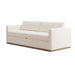 Chic Slim Arm Sleeper Sofa, White Linen Upholstery, Solid Wood Base
