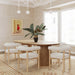 Elegant Oval Oak Wood Dining Table with Cylinder Legs, Modern 8-Seater