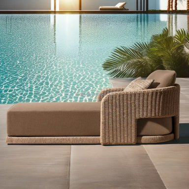Modern Commercial Grade Rattan Sun Lounger for High-End Hospitality Projects