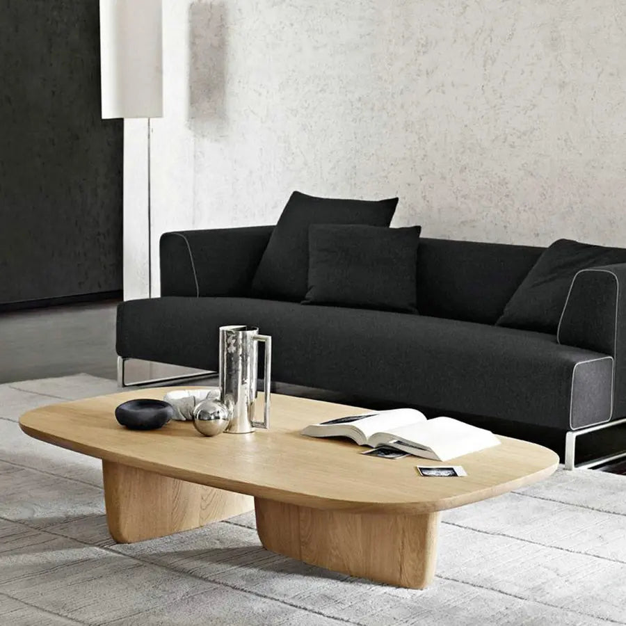 Minimalist Japanese Rectangular Wooden Oak Coffee Table for Home Office