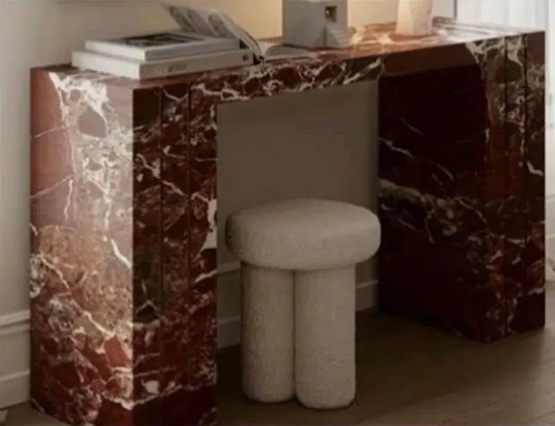 Tostone Elegant French Style Rosso Levanto Natural Marble Console Table for Entryway