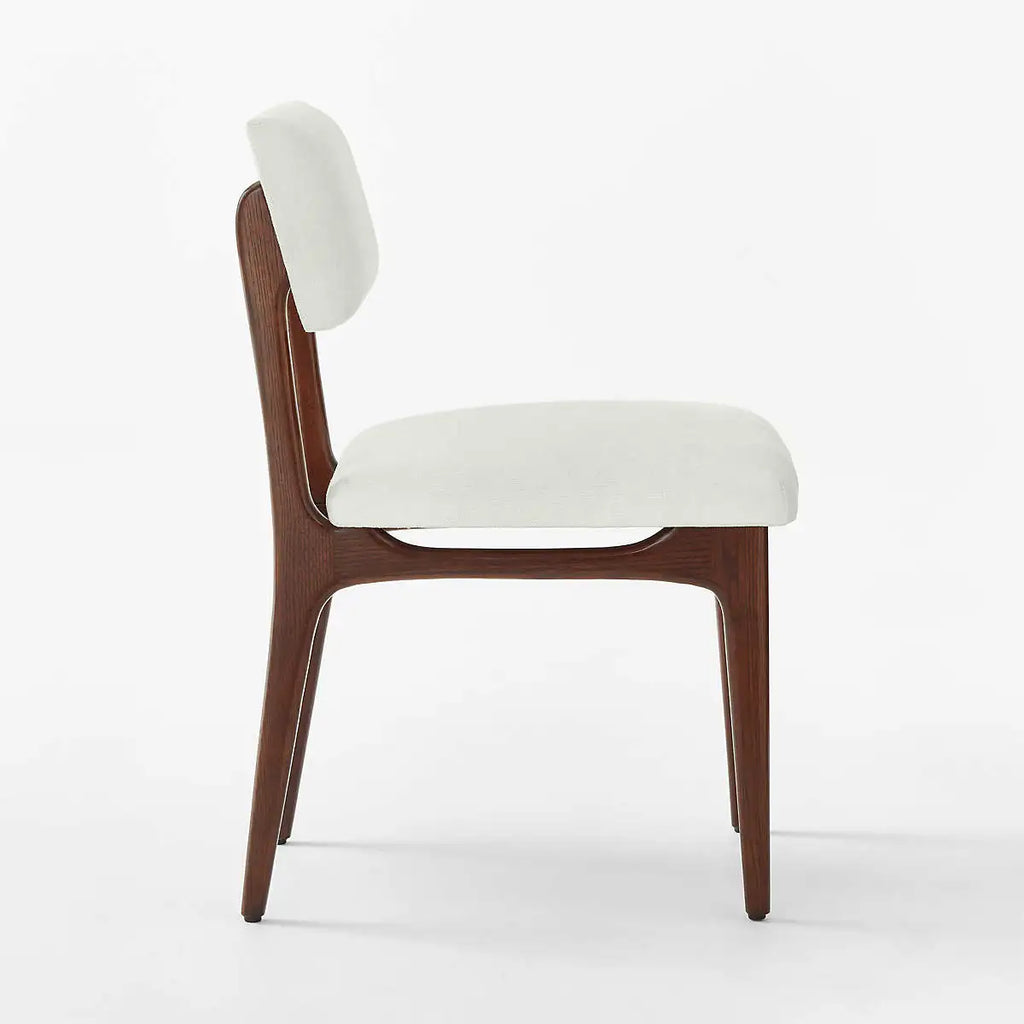 Elegant White Upholstered Oak Wood Dining Chair with Solid Wood Frame