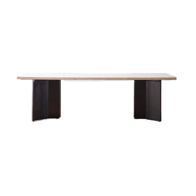 Nordic Wash Top Solid Wood Dining Table, Modern Black Legs, 8-10 Seater
