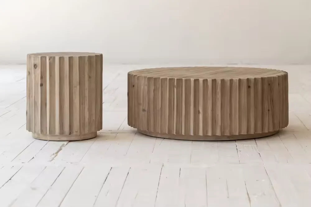 Versatile Modern Recycled Pine End Table Stool - Chic Mega Grey Finish