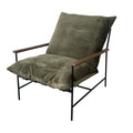 Luxurious Leathaire Wrought Iron Armchair, Solid Oak Handrails, Modern Living Room Comfort