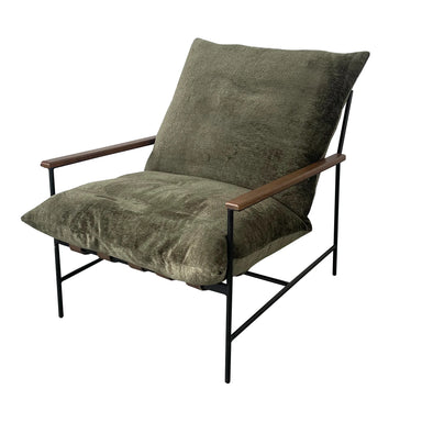 Luxurious Leathaire Wrought Iron Armchair, Solid Oak Handrails, Modern Living Room Comfort