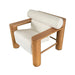 Chic White Boucle Solid Oak Accent Chair - Modern Living Room Leisure Seating