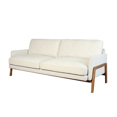 Chic Nordic 3-Seat Oak Frame Sofa, Plush Linen Upholstery for Modern Living
