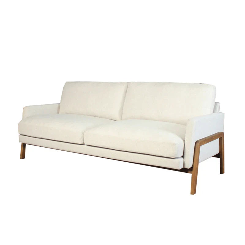 Chic Nordic 3-Seat Oak Frame Sofa, Plush Linen Upholstery for Modern Living