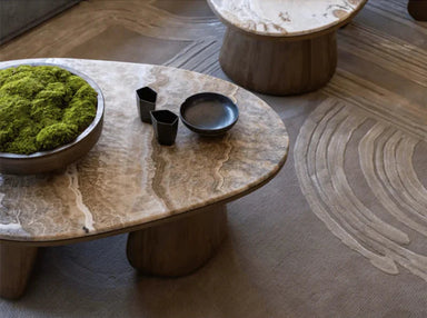 Elegant Brown Travertine Coffee Table: Modern Design for Living Rooms