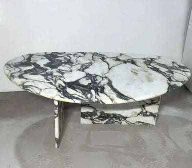 TOSTONE Elegant Natural Calacatta Viola Marble Oval Waterproof Coffee Table