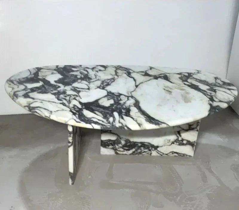TOSTONE Elegant Natural Calacatta Viola Marble Oval Waterproof Coffee Table