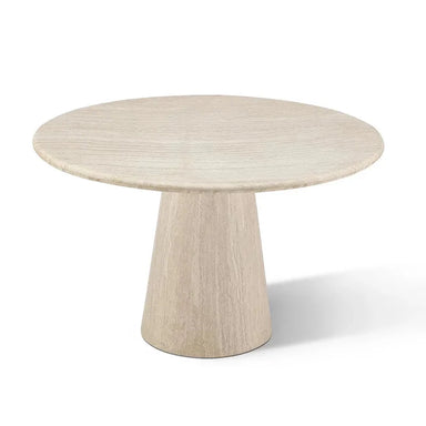 Sophisticated Beige Travertine Round Dining Table for Modern Kitchens and Homes