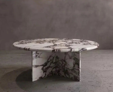 Elegant Round Marble Coffee Table with Calacatta Viola Stone Top