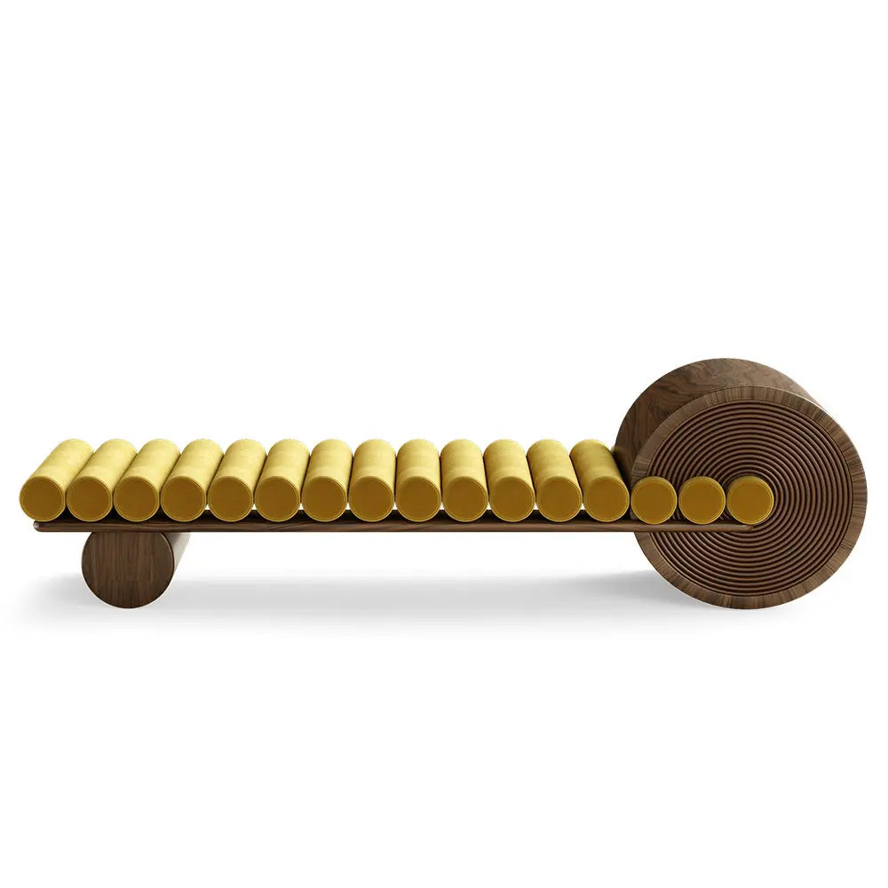 Modern Solid Wood Long Bench - Velvet & Leather Daybed Ottoman