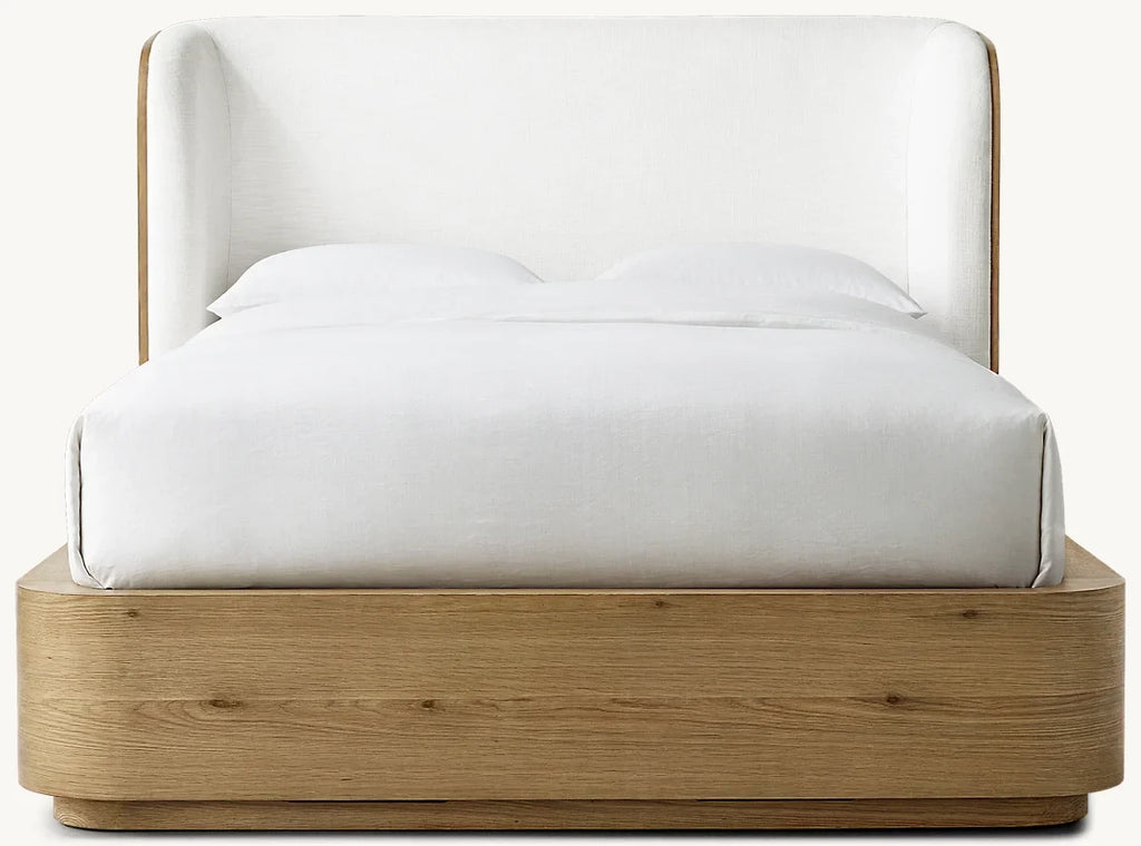 Modern Fabric Oak Shelter Bed for Teenagers, Customizable Bedroom Furniture