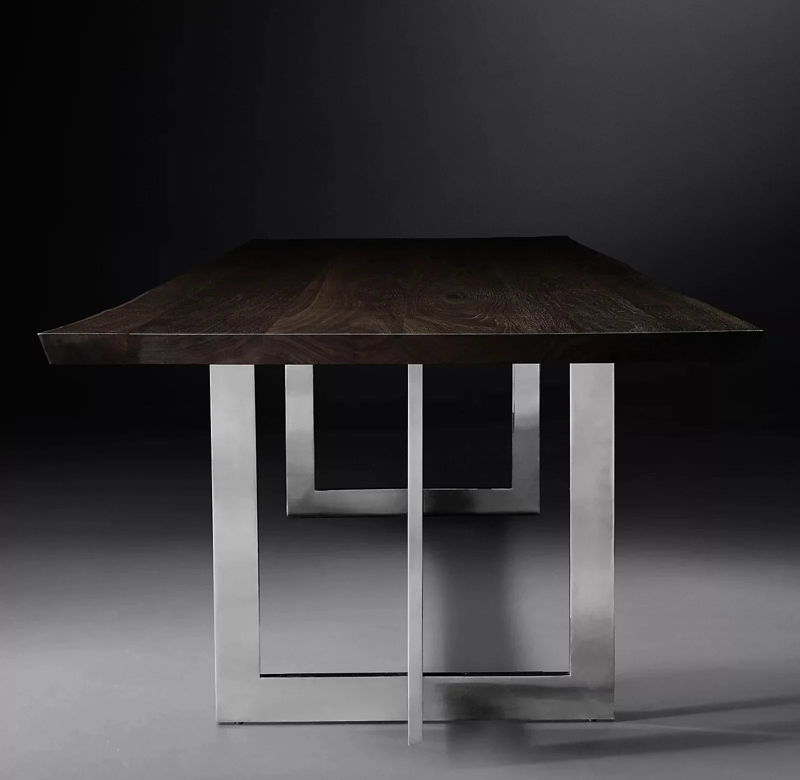 Durable Solid Wood Rectangular Dining Table with Sleek Metal Base