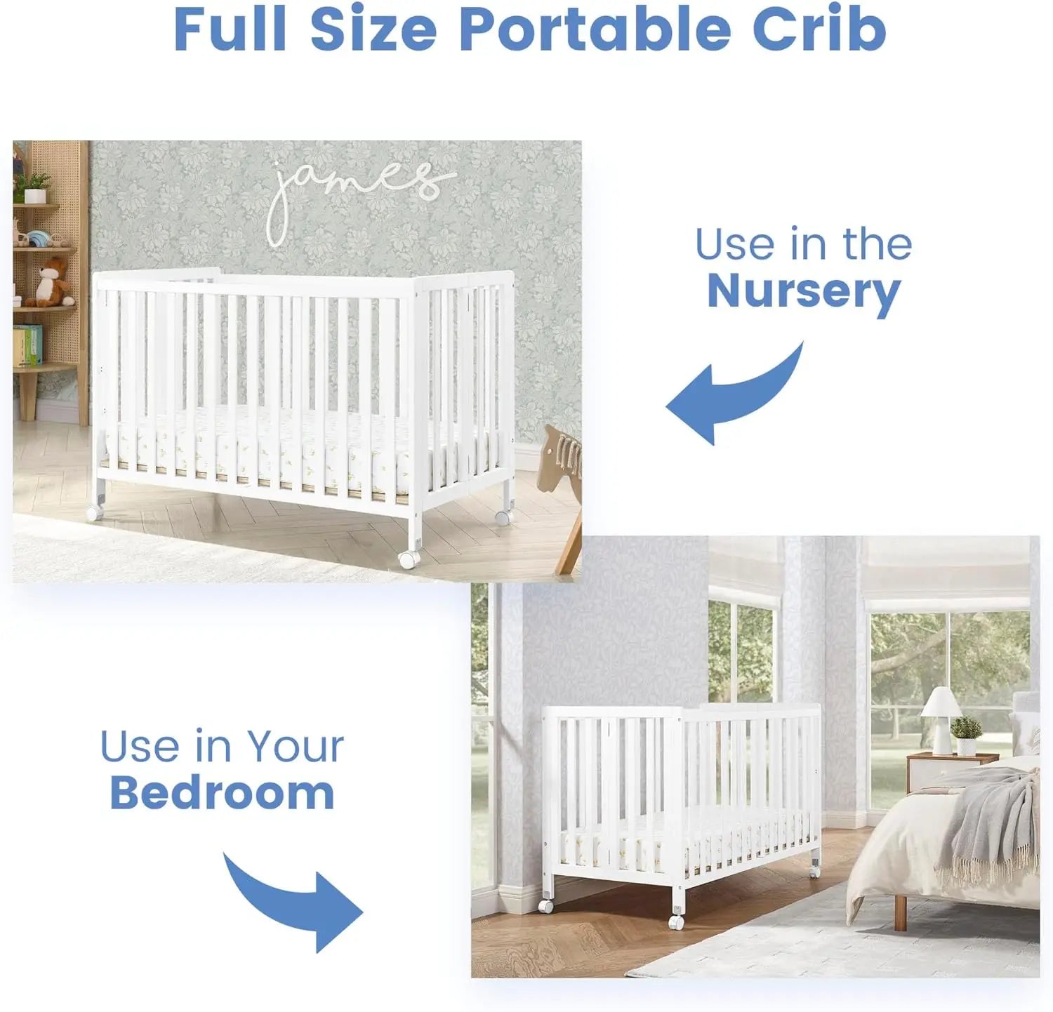 Portable Folding Wood Crib: Secure, Space-Saving, Easy-Fold Nursery Bed for Travel