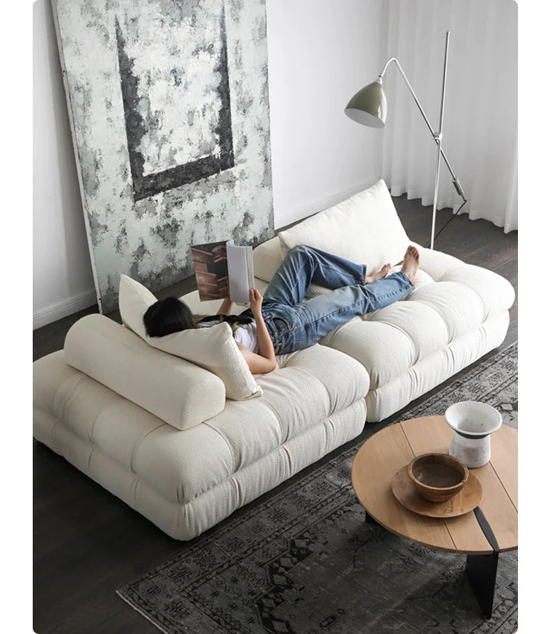 Plush Modern Sectional Cloud Sofa Boucle Fabric Customizable Nordic Design