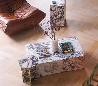 Luxury Oval Calacatta Viola Marble Coffee Table for Elegant Living Rooms